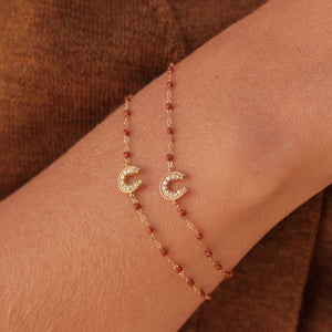 gigi clozeau - Bracelet fauve Fer à cheval, diamants, or rose, 17 cm