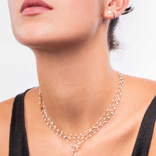 Gigi Clozeau - Collier blanc Croix de côté, or rose, 42 cm