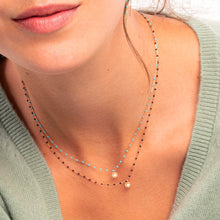 Gigi Clozeau - Collier Lucky Puce, diamant, or rose et mini perles de résine noire, 42 cm