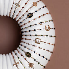 Gigi Clozeau - Bracelet fauve croix vintage diamants, or rose, 17 cm