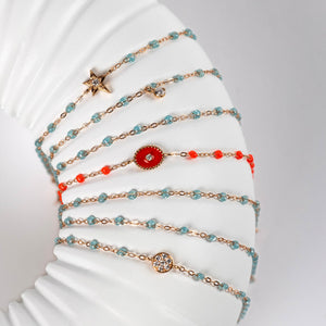Gigi Clozeau - Bracelet aqua Puce diamants, or rose, 17 cm