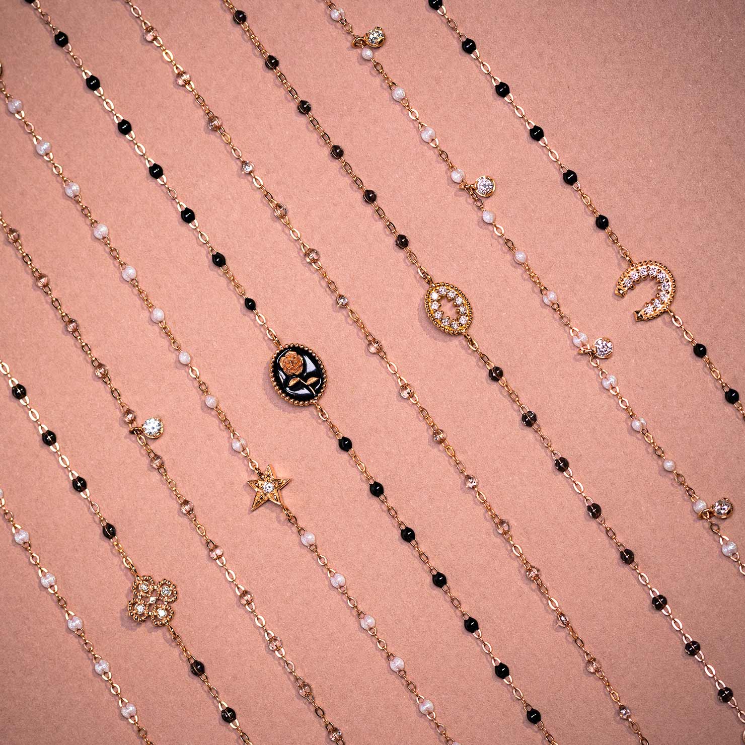 Gigi Clozeau - Bracelet opale Gigi Suprême, or rose, 4 diamants, 17 cm