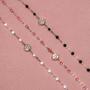 Gigi Clozeau - Bracelet noir Puce diamants, or rose, 17 cm