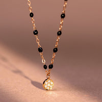 Gigi Clozeau - Collier noir Puce diamants, or rose, 42 cm