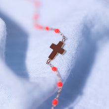 Gigi Clozeau - Bracelet corail Croix, or rose, 17cm