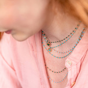 Gigi Clozeau - Emerald Lace Heart Necklace, Yellow Gold, 42 cm