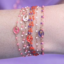 Gigi Clozeau - Bracelet Rose résine rose fluo, or rose, 17 cm