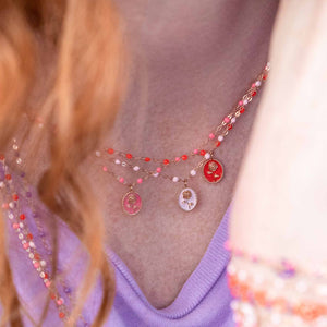 Gigi Clozeau - Baby Pink Rose Necklace, Rose Gold, 42 cm