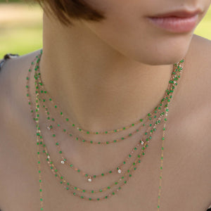 Gigi Clozeau - Gigi Supreme Classic 5 Diamond Necklace, Mint, Rose Gold, 45 cm