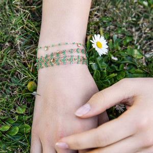Gigi Clozeau - Bracelet menthe Gigi Suprême, or rose, 1 diamant, 17 cm