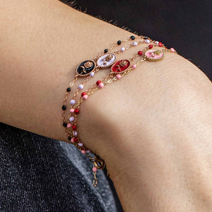 Gigi Clozeau - Bracelet Rose résine coquelicot, or jaune, 17 cm