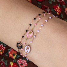 Gigi Clozeau - Bracelet Rose résine fuchsia, or rose, 17 cm