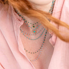Gigi Clozeau - Turquoise Green Lace Heart Necklace, Rose Gold, 42 cm