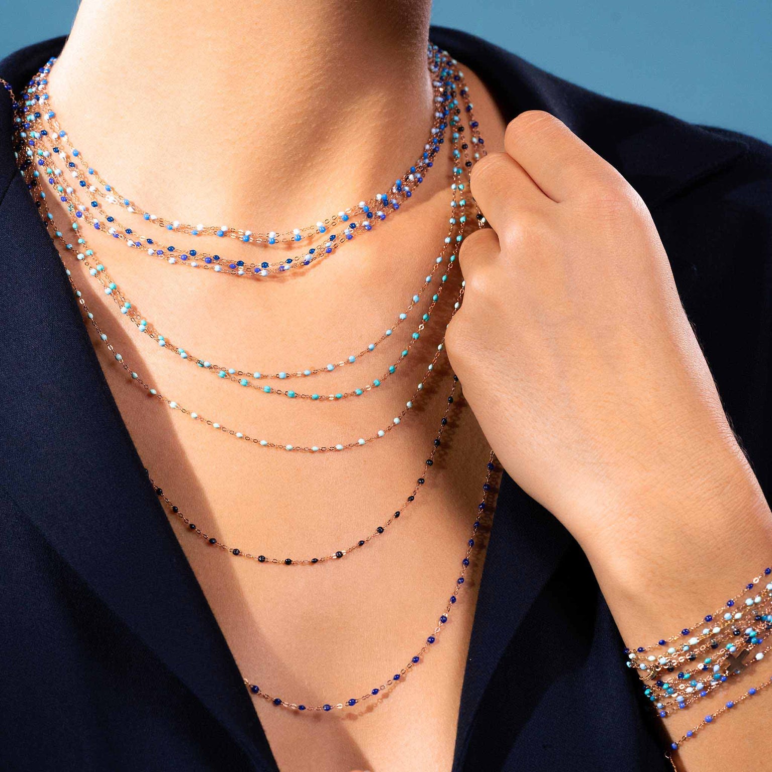 Gigi Clozeau - Collier prusse Classique Gigi, or rose, 42 cm