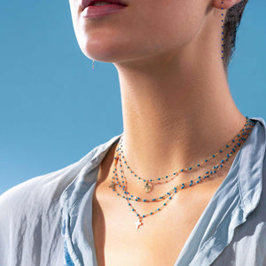Gigi Clozeau - Collier céleste Croix de côté, or rose, 42 cm