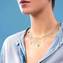 Gigi Clozeau - Collier bleu layette Croix Classique Gigi, or jaune, 42 cm