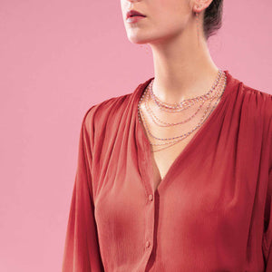 Gigi Clozeau - Collier rose fluo Classique Gigi, or rose, 45 cm
