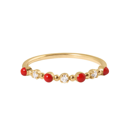 Gigi Clozeau - Bague coquelicot Classique Gigi, 3 diamants, or jaune, T 48