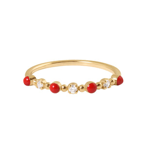 Gigi Clozeau - Bague coquelicot Classique Gigi, 3 diamants, or jaune, T 53