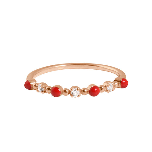 Gigi Clozeau - Bague coquelicot Classique Gigi, 3 diamants, or rose, T 48