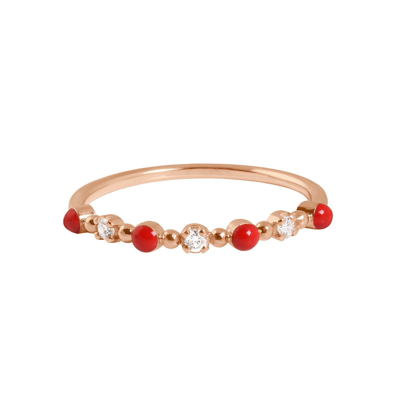 Gigi Clozeau - Bague coquelicot Classique Gigi, 3 diamants, or rose, T 54