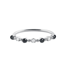 Gigi Clozeau - Bague noire Classique Gigi, 3 diamants, or blanc, T 52