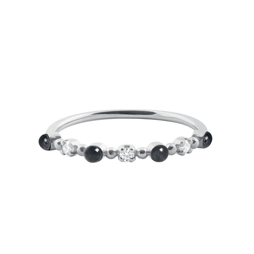 Gigi Clozeau - Bague noire Classique Gigi, 3 diamants, or blanc, T 54
