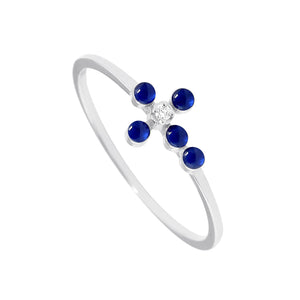 Gigi Clozeau - Bague prusse Croix Perlée, diamant, or blanc, T 54