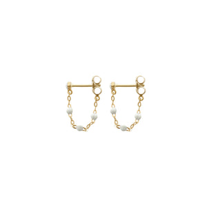 Gigi Clozeau - Boucles d'oreilles blanche Classique Gigi, or jaune