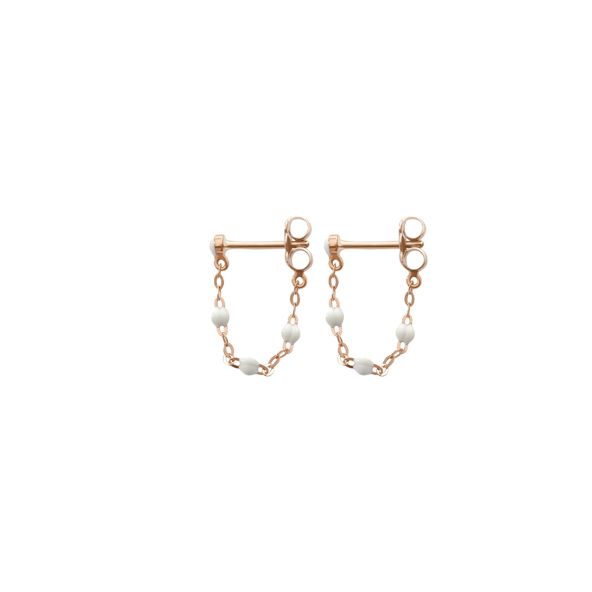 Gigi Clozeau - Boucles d'oreilles blanche Classique Gigi, or rose