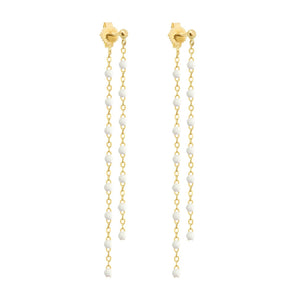 Gigi Clozeau - Boucles d'oreilles Dansantes Classique Gigi blanche, or jaune