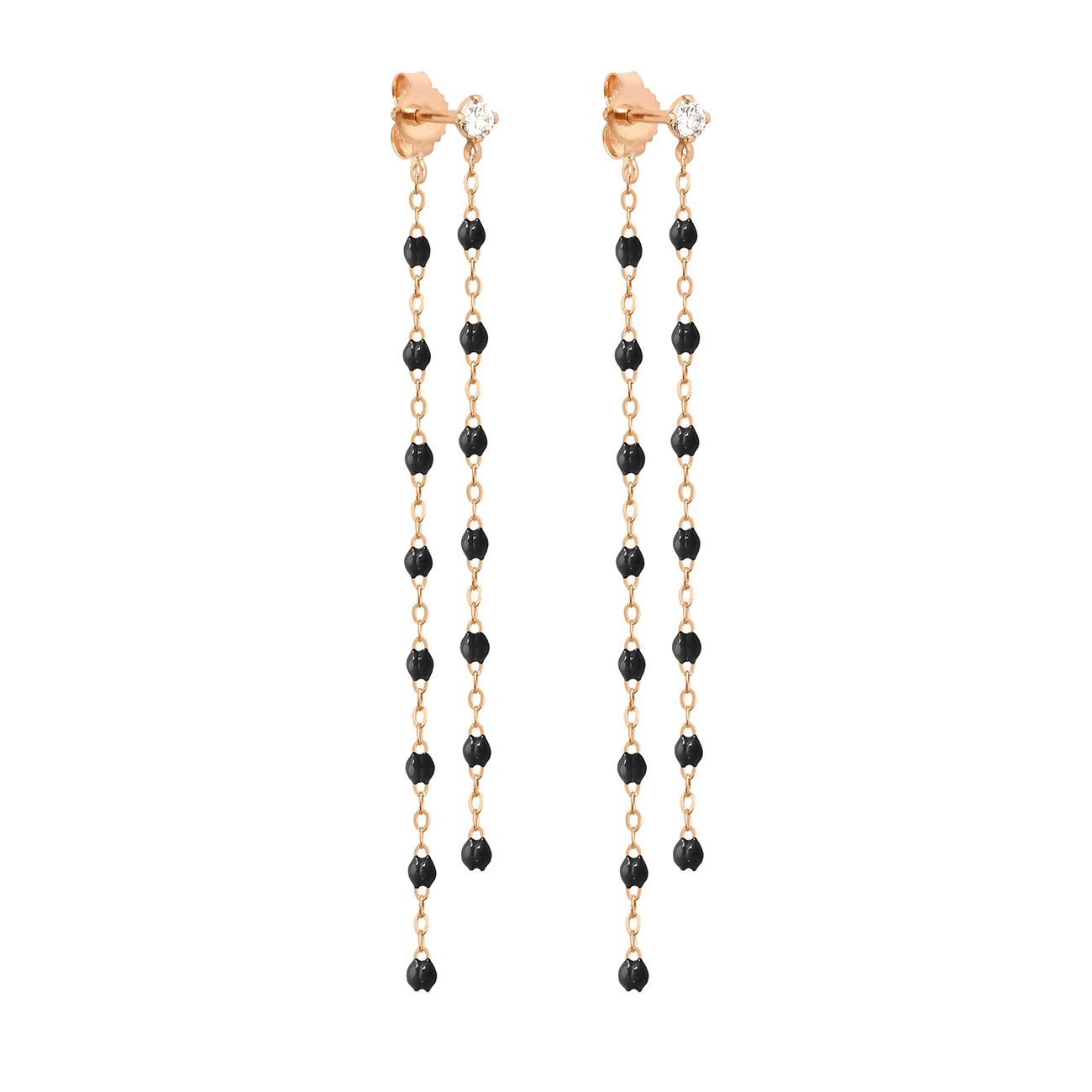 Gigi Clozeau - Boucles d'oreilles Dansantes Classique Gigi noire, diamants, or rose