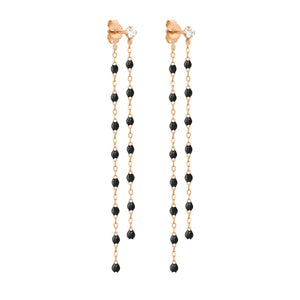 Gigi Clozeau - Boucles d'oreilles Dansantes Classique Gigi noire, diamants, or rose