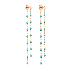 Gigi Clozeau - Boucles d'oreilles Dansantes Classique Gigi turquoise vert, diamants, or rose
