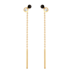 Gigi Clozeau - Boucles d'oreilles Dot, résine noire, diamants, or jaune