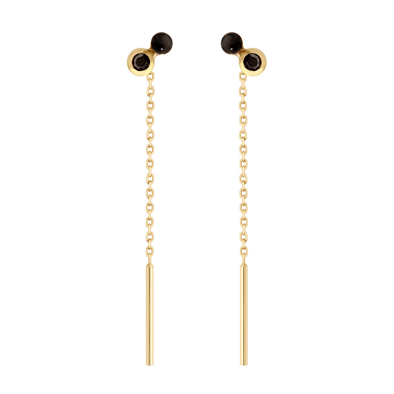 Gigi Clozeau - Boucles d'oreilles Dot, spinelle noire, or jaune