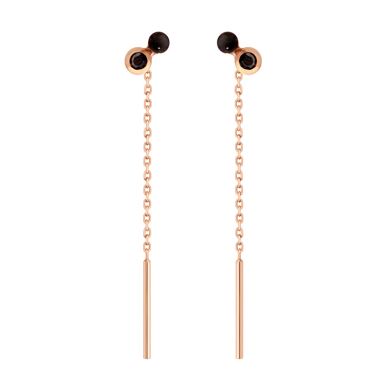 Gigi Clozeau - Boucles d'oreilles Dot, spinelle noire, or rose
