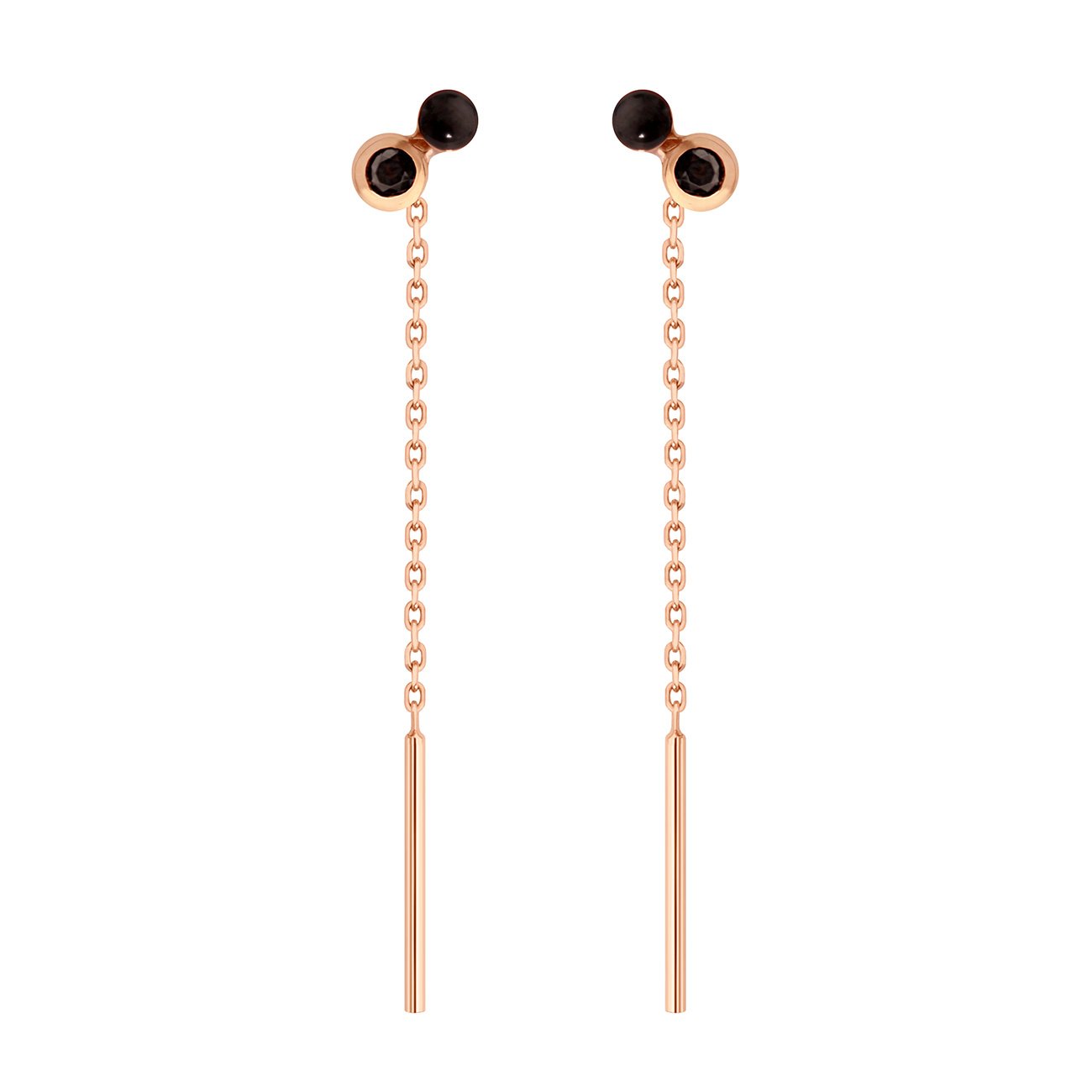 Gigi Clozeau - Boucles d'oreilles Dot, spinelle noire, or rose