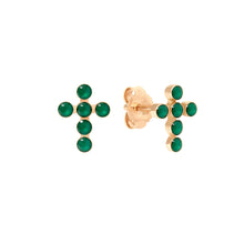 Gigi Clozeau - Boucles d'oreilles émeraude Croix Perlée, or rose
