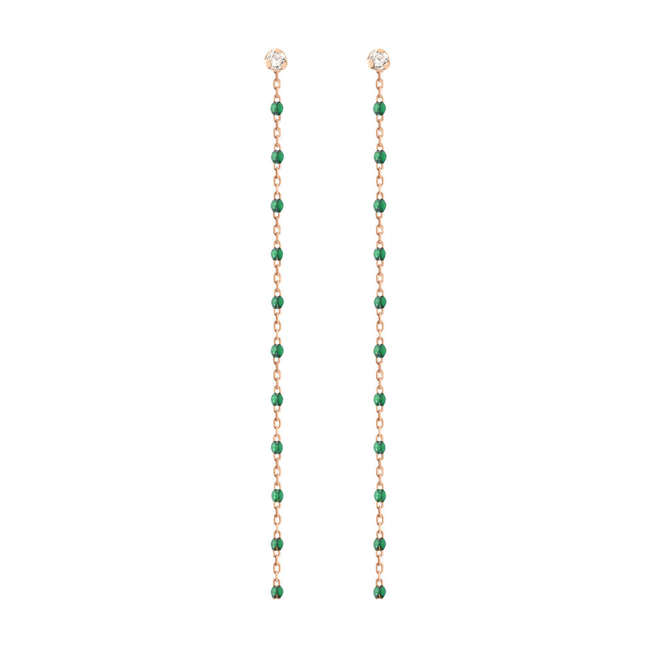 Gigi Clozeau - Boucles d'oreilles émeraude Gigi Party, diamants, or rose