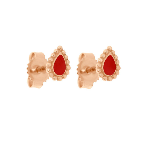 Gigi Clozeau - Boucles d'oreilles Lucky Cashmere coquelicot, or rose