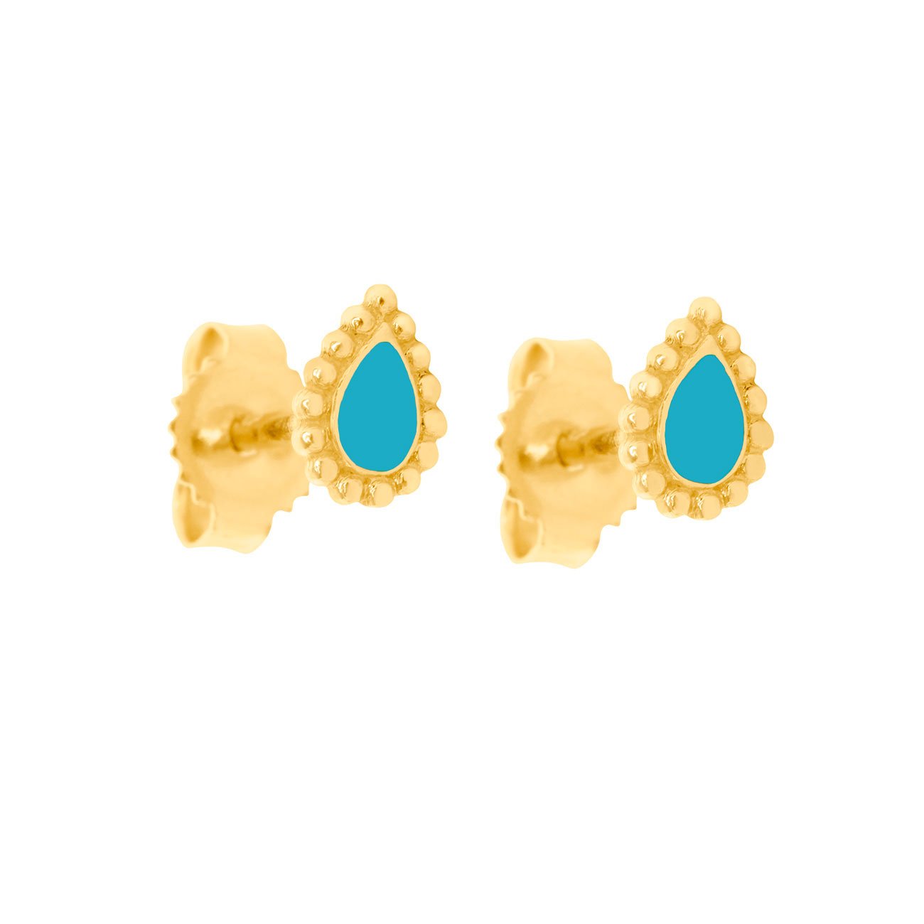 Gigi Clozeau - Boucles d'oreilles Lucky Cashmere turquoise, or jaune