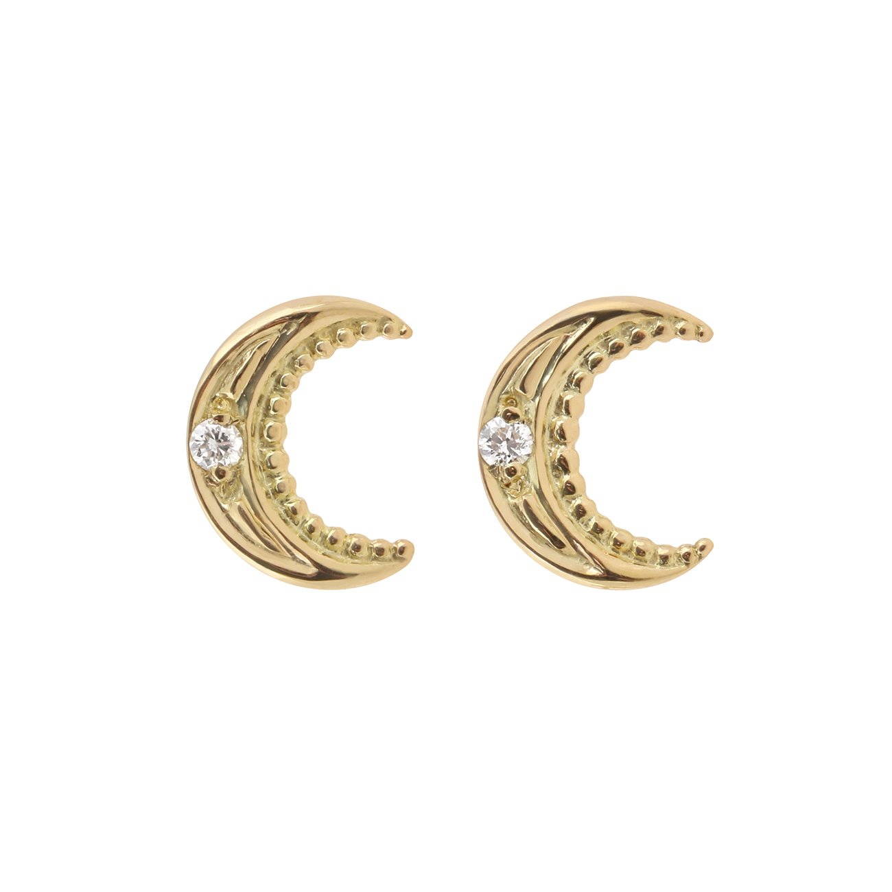 Gigi Clozeau - Boucles d'oreilles Lune, diamants, or jaune