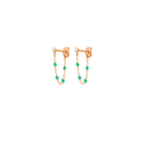 Gigi Clozeau - Boucles d'oreilles menthe Gigi Suprême, or rose, diamants