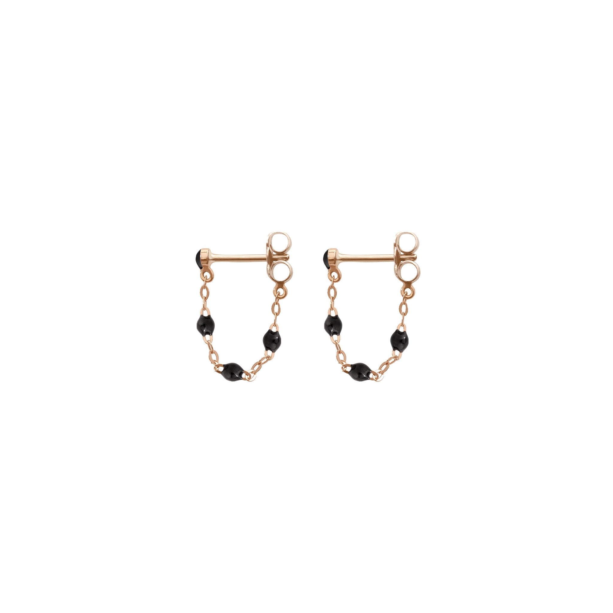 Gigi Clozeau - Boucles d'oreilles noire Classique Gigi, or rose