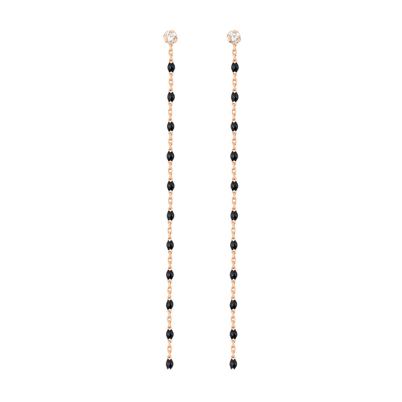 Gigi Clozeau - Boucles d'oreilles noire Gigi Party, diamants, or rose