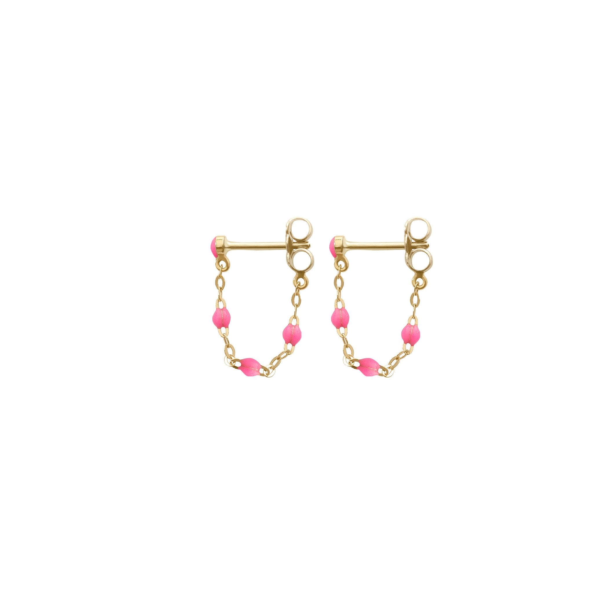 Gigi Clozeau - Boucles d'oreilles rose fluo Classique Gigi, or jaune