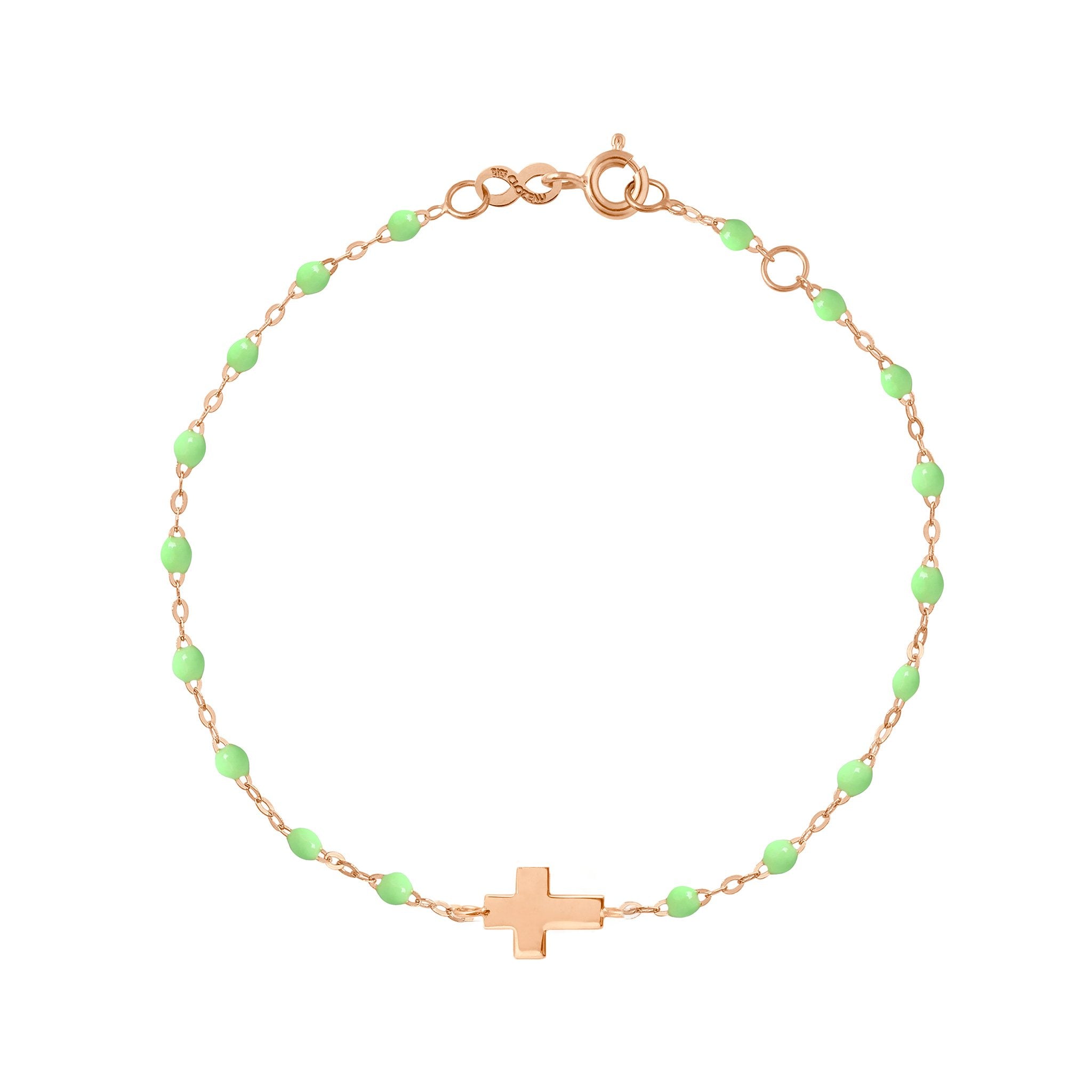 Gigi Clozeau - Bracelet anis Croix, or rose, 17cm