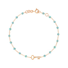 Gigi Clozeau - Bracelet aqua Clé diamants, or rose, 17 cm