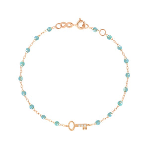 Gigi Clozeau - Bracelet aqua Clé diamants, or rose, 17 cm